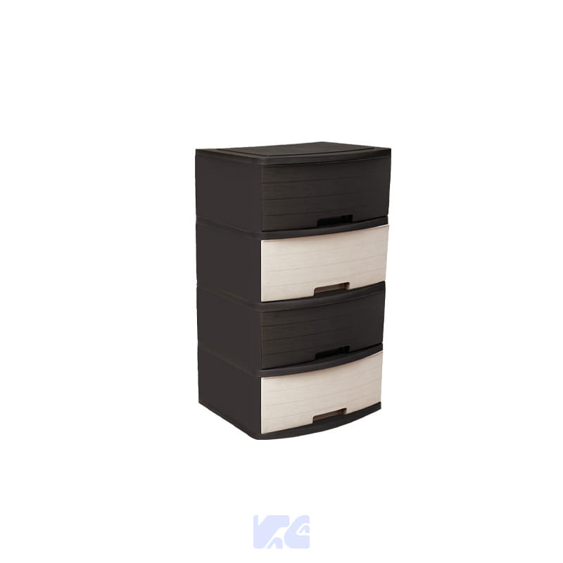 PICA CAJONERA MADEIRA GLAMOUR 4 PISOS CAFE/BEIGE