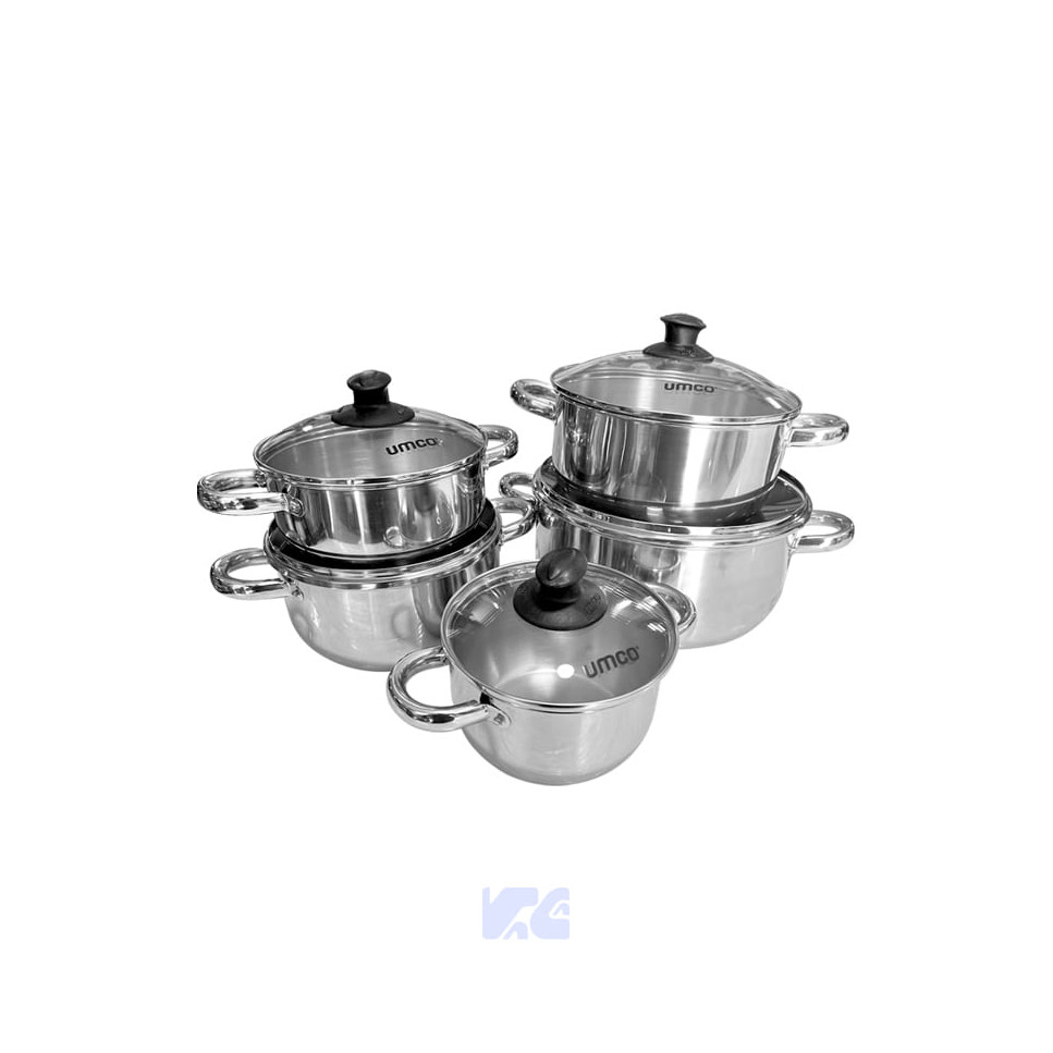Juego de Ollas Inox 10 Piezas 14cm Hasta 24cm Umco UM4339