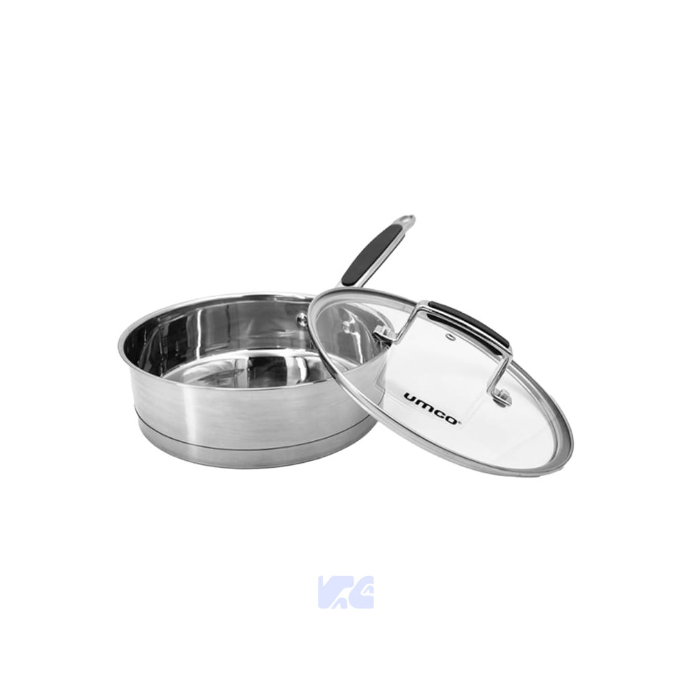 Sartén Elegante Acero Inox 24cm Tapa de Vidrio Umco UM7747