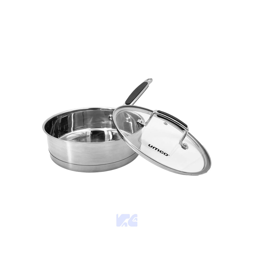Sartén Elegante Acero Inox 20cm Tapa de Vidrio Umco UM7748