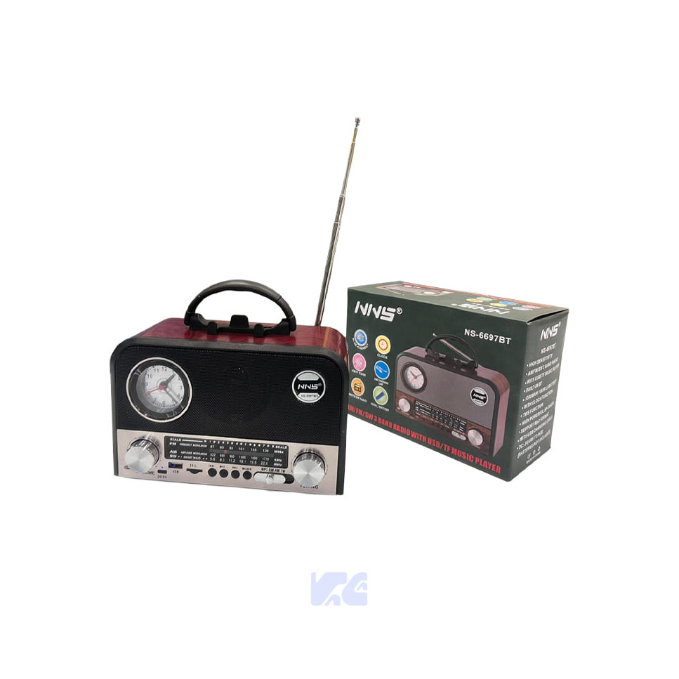 RADIO CLASICO NNS BLUETOOTH CON RELOJ AM/FM/WS NS-6697BT