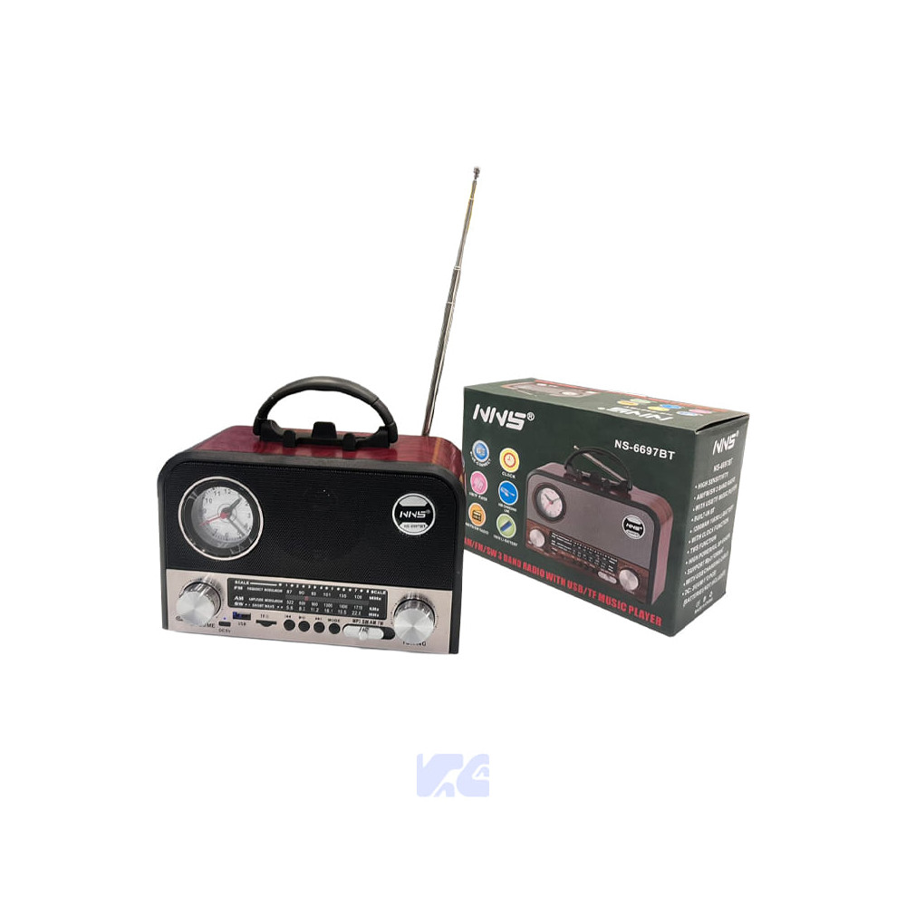 RADIO CLASICO NNS BLUETOOTH CON RELOJ AM/FM/WS NS-6697BT