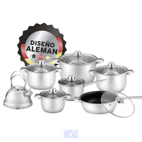 JUEGO DE OLLAS INOX 13Pz VIRGINIA SILVER CEVE CV0126-SILVER