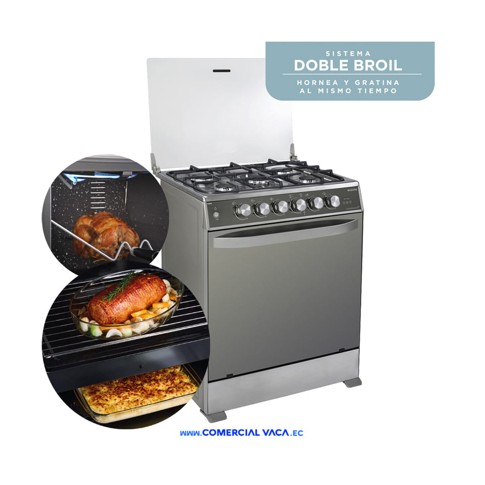 Cocina Ecoline A Gas 5hornillas Grill Y Asador Giratorio