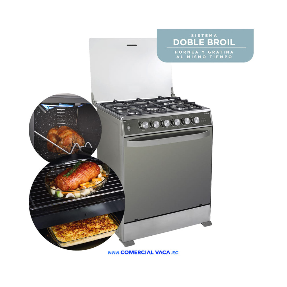 Cocina Ecoline A Gas 5hornillas Grill Y Asador Giratorio