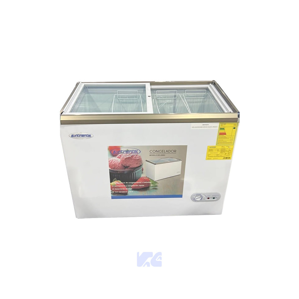 CONGELADOR CONTINENTAL SD268Q HORIZONTAL 268 LITROS PUERTA DE VIDRIO CORREDIZA