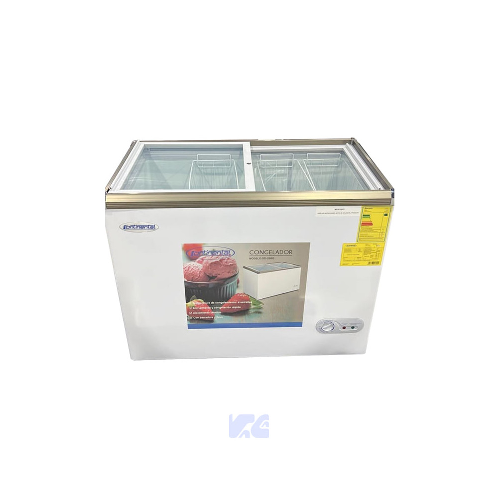Congelador Panoramico Tapa Vidrio 268 Litros Continental SD268Q