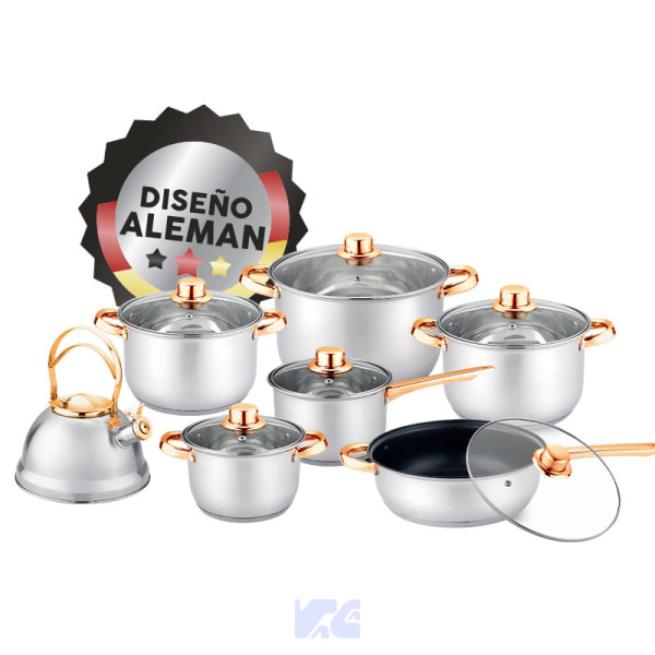 Juego de Ollas Inox 7Pz Mila Gold CEVE CV2107-GOLD