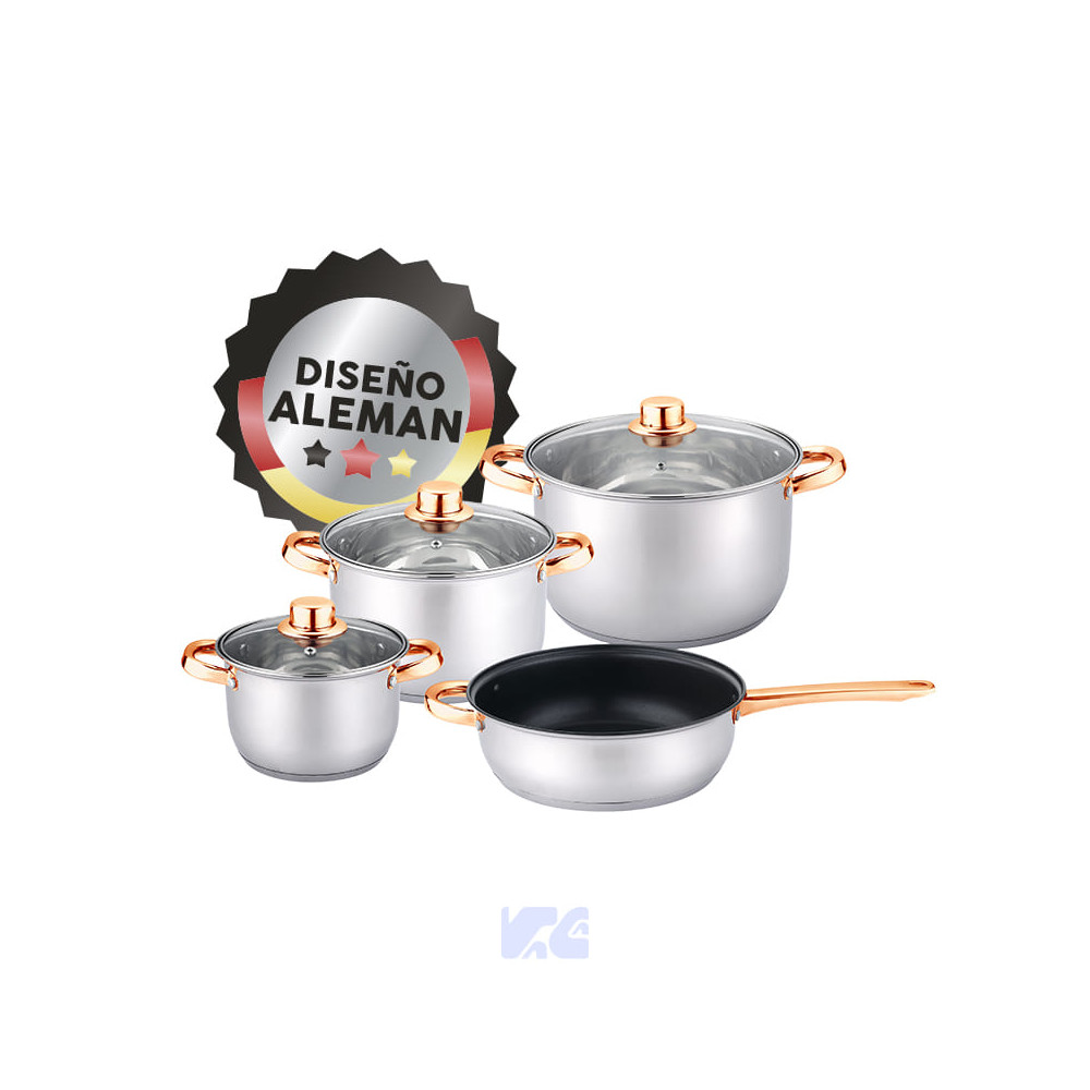 Juego de Ollas Inox 7Pz Mila Gold CEVE CV2107-GOLD