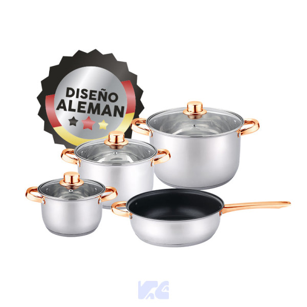 Juego de Ollas Inox 7Pz Mila Gold CEVE CV2107-GOLD