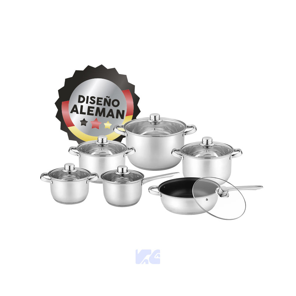 JUEGO DE OLLA INOX 12Pz MAYA SILVER CEVE CV3101-SILVER