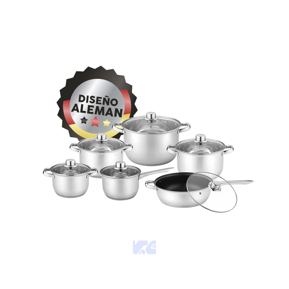 JUEGO DE OLLA INOX 12Pz MAYA SILVER CEVE CV3101-SILVER