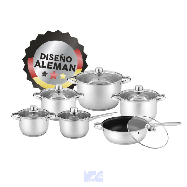 JUEGO DE OLLA INOX 12Pz MAYA SILVER CEVE CV3101-SILVER